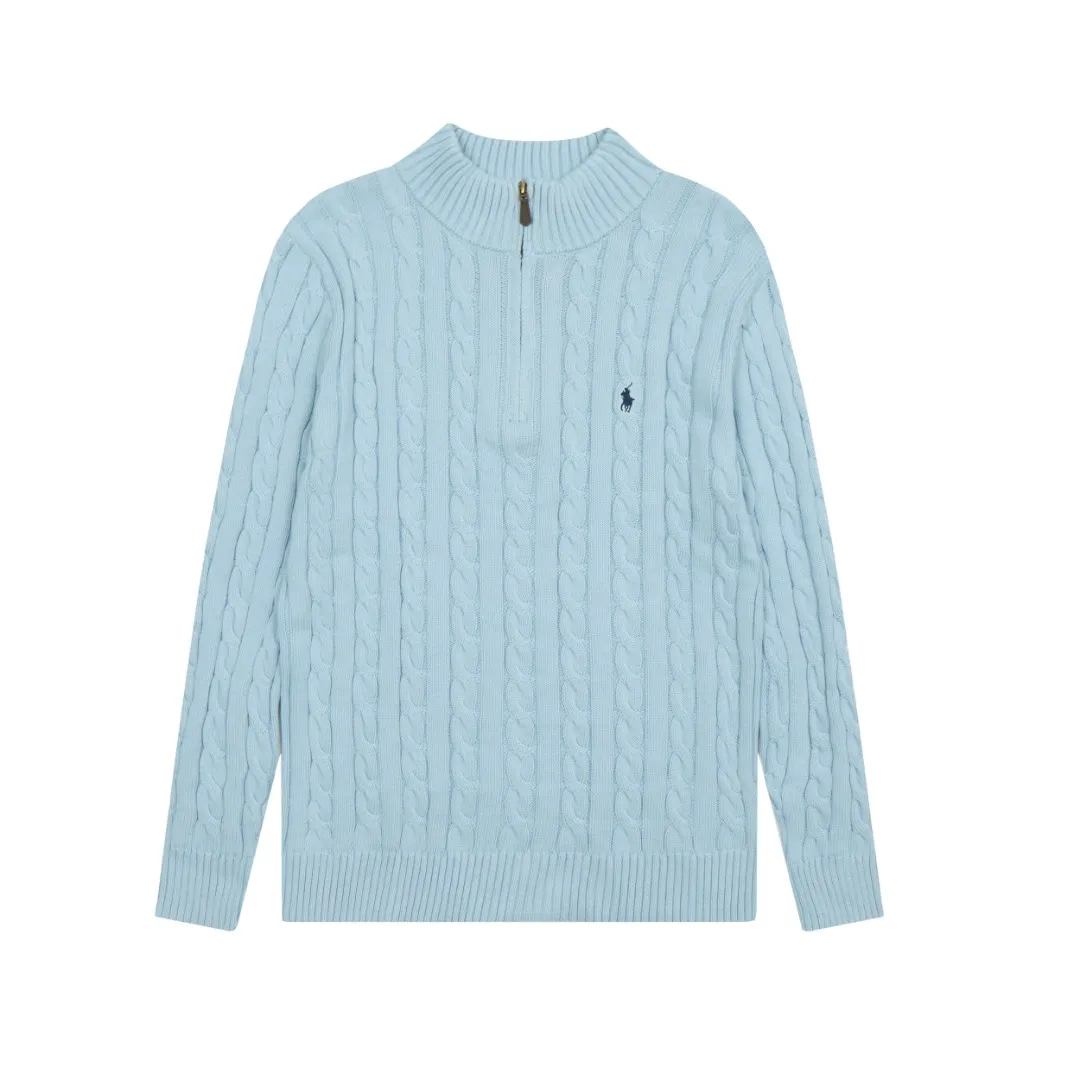 🅿️250 "Top quality" Style number: DS014# [Ralph Lauren half-zip solid color pony embroidered logo twist knitted sweater] ✅Ralph Lauren half-zip classic basic versatile unisex couple pullover sweater ✅Main supplier platform live broadcast Wholesale entity Replenish when out of stock Not removed from shelves ✅ZP quality 1:1 version Scan the code to enter the GF website Counter quality ✅Detailed quality The only one in Guangzhou Imported quality cotton yarn, focusing on high-end, cost-effective, good quality needless to say ✅The version is restored to the original order, the maximum size can be worn up to 200 pounds, loose, comfortable and stress-free ✅The upper body is simple and easy to match, ootd must-have style, good-looking clothes are never picky, a must-have wardrobe recommendation Size: S-XL Color: Navy blue, off-white, black, gray, khaki, light blue, yellow, pink, olive green, Chinese red